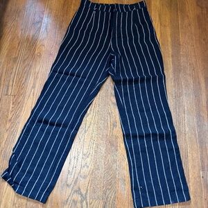 REFORMATION 100% LINEN PANTS  MADE IN USA SIZE 8 BLACK/ WHITE PIN STRIPES